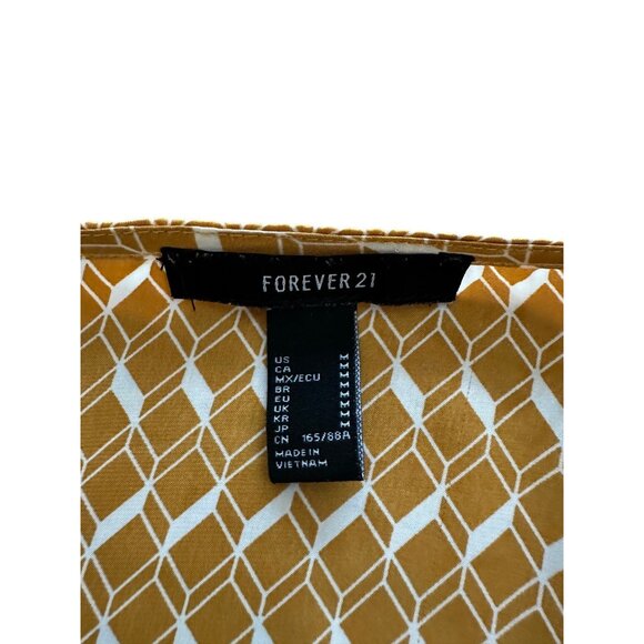 Forever 21 Chevron Print Long Sleeve Y2k Blouse Lace Up Size M Elastic Cuff - Picture 10 of 11